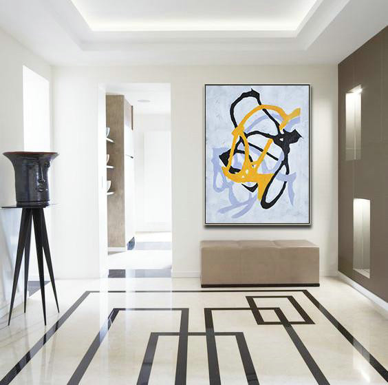 Large Abstract Art,Hand-Painted Black And White Minimal Painting On Canvas,Modern Art Abstract Painting